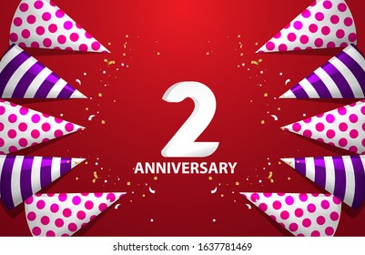 2 Years Anniversary Celebration Vector Template Design Illustration