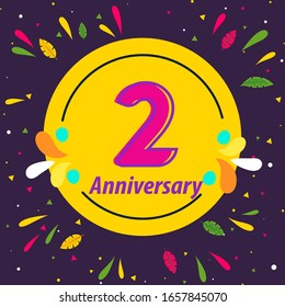 2 Years Anniversary Celebration Vector Template Design Illustration
