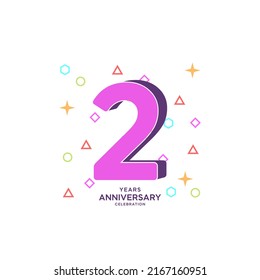 2 Years Anniversary Celebration Vector Template Design Illustration