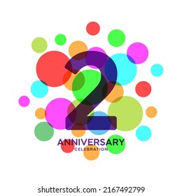 Ilustración de diseño de plantillas vectoriales de celebración de 2 años