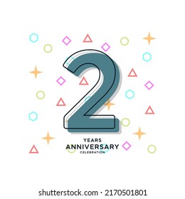 2 Years Anniversary Celebration Vector Template Design Illustration