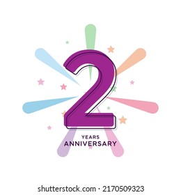 2 Years Anniversary Celebration Vector Template Design Illustration