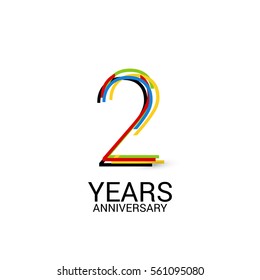 2 Years Anniversary Colorful Logo Celebration Isolated on White Background
