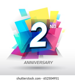 2 years Anniversary with confetti and celebration background, logo design template