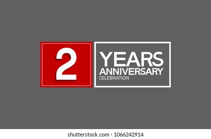 2 years anniversary design horizontal square style with red and white color for celebration event