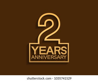 2 years anniversary design line style with square golden color for celebration event