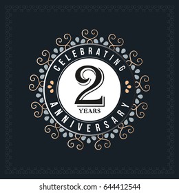 2 years anniversary design template. Vector and illustration. celebration anniversary logo. classic, vintage style