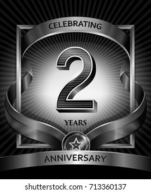 2 years anniversary design template for invitation, advertising, banner, vector design