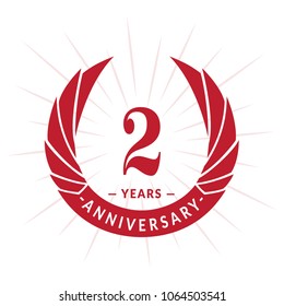 2 years anniversary. Elegant anniversary design. 2 years logo.