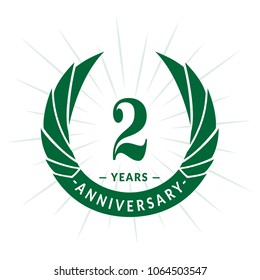 2 years anniversary. Elegant anniversary design. 2 years logo.