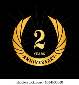 2 years anniversary. Elegant anniversary design. 2 years logo.