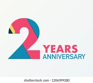 2 years anniversary emblem. Anniversary icon or label. 2 years celebration and congratulation design element. Vector stock illustration. 