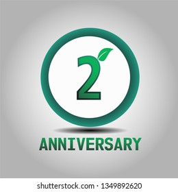 2 years Anniversary with go green design. Simple design with leave on second number. Green font and circle. My all design can see in my portofolio