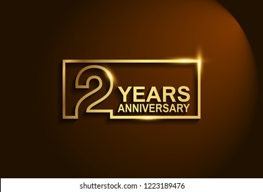 2 years anniversary golden design vector line style for company celebration