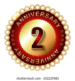 2 Years anniversary golden label. 