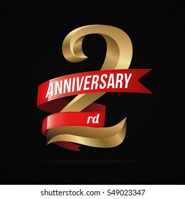 2 Years Anniversary Golden Logo Celebration with Red Ribbon