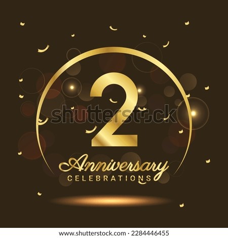 2 years anniversary Half moon anniversary with confetti and a light gold effect on a black and brown background