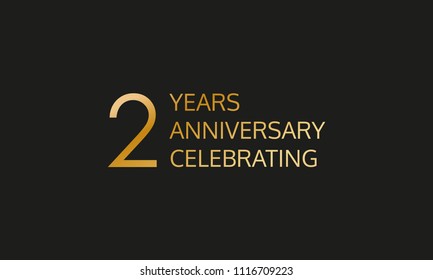 2 years anniversary logo. 2nd anniversary celebration label. Design element or banner for birthday, invitation, wedding jubilee. Vector illustration.