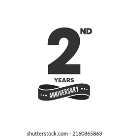 2 years anniversary logo with black color for booklet, leaflet, magazine, brochure poster, banner, web, invitation or greeting card. Vector illustrations.