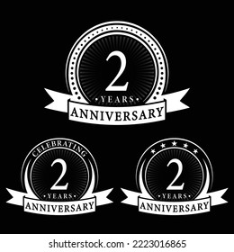 Colecciones del logo de 2 años. Conjunto de la plantilla de logotipo de 2º Aniversario. Vector e ilustración.