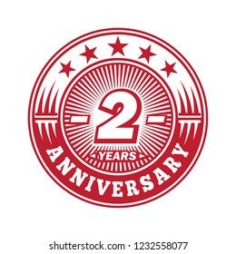 2 years anniversary. Anniversary logo design. Vector and illustration.