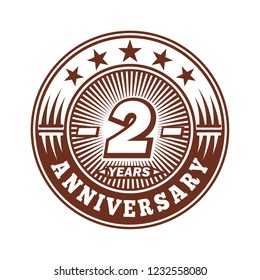 2 years anniversary. Anniversary logo design. Vector and illustration.