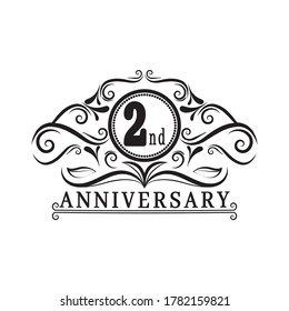 2 years Anniversary logo, luxurious 2nd Anniversary design celebration.
