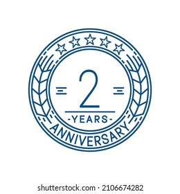 2 Years Anniversary Logo Template. 2nd Line Art Vector And Illustration.