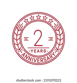 2 Years Anniversary Logo Template. 2nd Line Art Vector And Illustration.