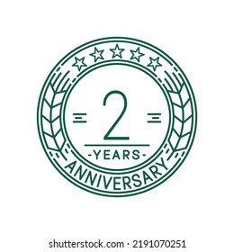 2 Years Anniversary Logo Template. 2nd Line Art Vector And Illustration.