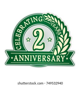 2 years anniversary logo template. Vector and illustration.