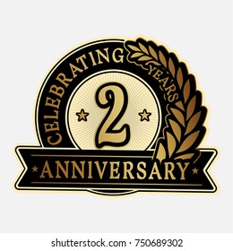 2 years anniversary logo template. Vector and illustration.
