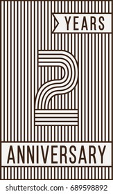 2 years anniversary logo. Vector and illustration. Line art anniversary design template.