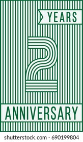 2 years anniversary logo. Vector and illustration. Line art anniversary design template.