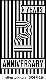 2 years anniversary logo. Vector and illustration. Line art anniversary design template.