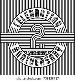 2 years anniversary logo. Vector and illustration. Line art anniversary design template