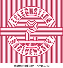 2 years anniversary logo. Vector and illustration. Line art anniversary design template