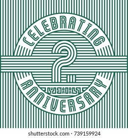 2 years anniversary logo. Vector and illustration. Line art anniversary design template