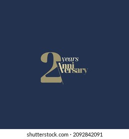 2 years anniversary logotype with modern minimalism style. Vector Template Design Illustration.