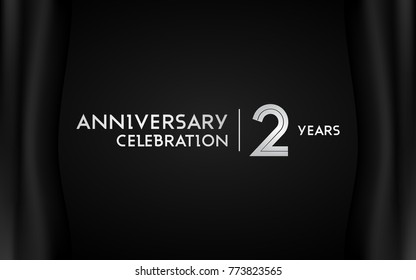 2 Years Anniversary Logotype with   Silver Multi Linear Number Isolated on Dark Background