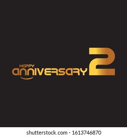 2 years anniversary logotype with single line golden color for celebration
