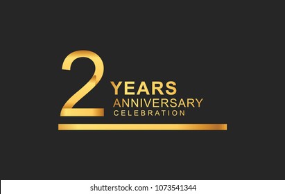 2 years anniversary logotype with under line golden color for anniversary celebration