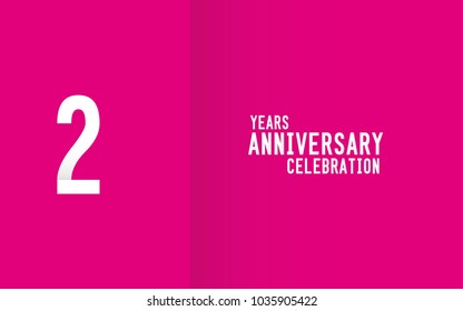 2 Years Anniversary logotype with white flat colored font  for company celebration event, birthday