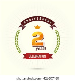 2 Years Anniversary with Low Poly Design and Laurel Ornaments