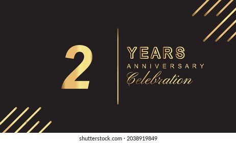 2 years anniversary luxury gold isolated on black background for 2nd anniversary celebration event vector