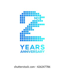 2 years anniversary with a pixels digital,technology logo