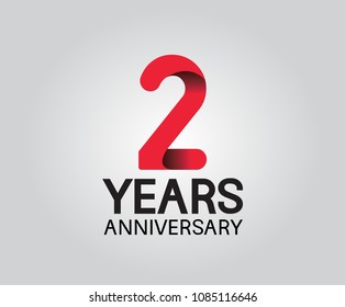 2 years anniversary red soft color for company celebration isolated on white background
