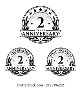 2 years anniversary set. 2nd celebration logo collection. Vector and illustration. 