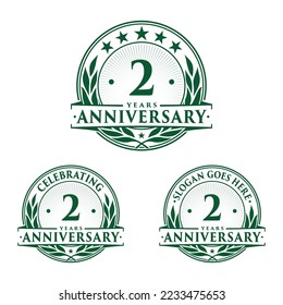 2 years anniversary set. 2nd celebration logo collection. Vector and illustration. 