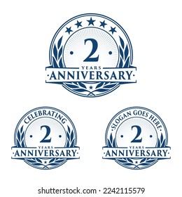 2 years anniversary set. 2nd celebration logo collection. Vector and illustration. 